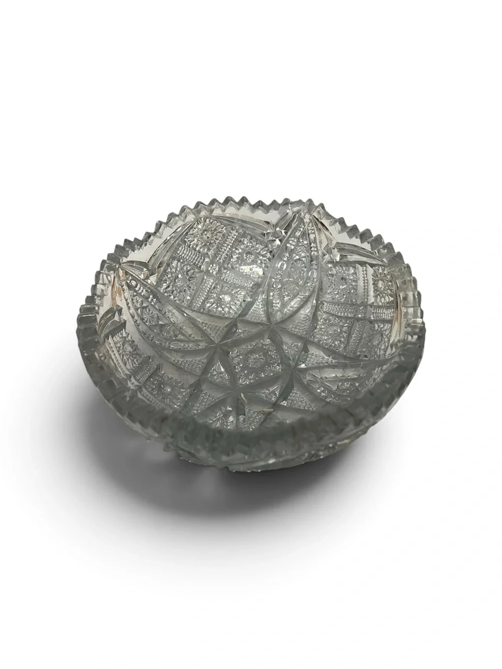 Cut Glass Decorative Serving Bowl - Clear Crystal Look